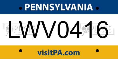 LWV0416 Pennsylvania License Plate