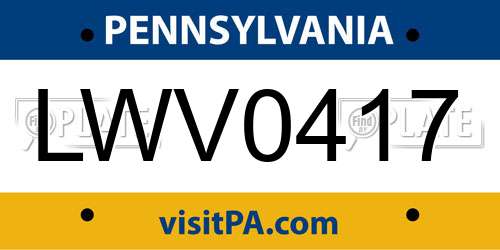 LWV0417 Pennsylvania License Plate