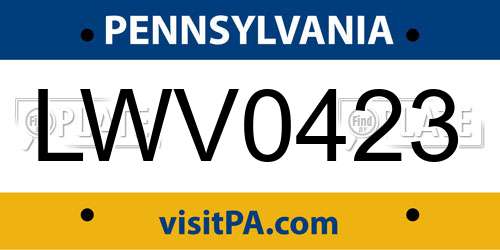 LWV0423 Pennsylvania License Plate