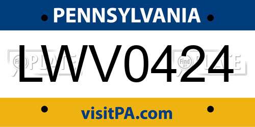LWV0424 Pennsylvania License Plate