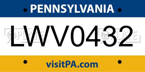 LWV0432 Pennsylvania License Plate