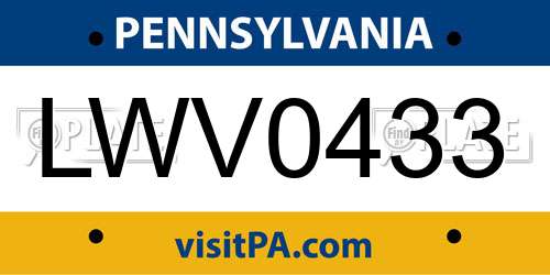 LWV0433 Pennsylvania License Plate