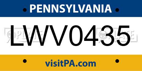 LWV0435 Pennsylvania License Plate
