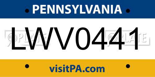 LWV0441 Pennsylvania License Plate