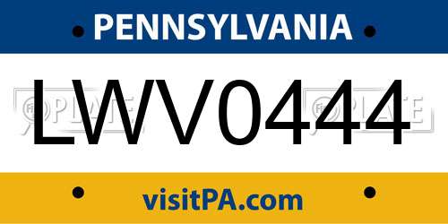 LWV0444 Pennsylvania License Plate