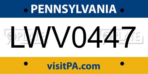 LWV0447 Pennsylvania License Plate