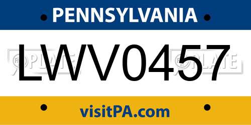 LWV0457 Pennsylvania License Plate