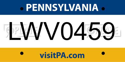 LWV0459 Pennsylvania License Plate