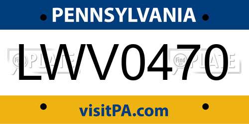 LWV0470 Pennsylvania License Plate
