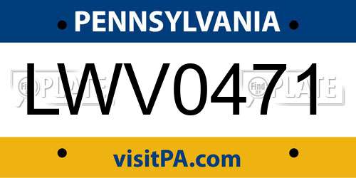 LWV0471 Pennsylvania License Plate