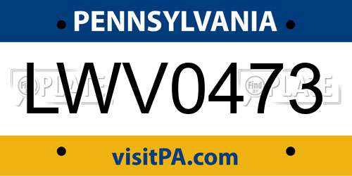 LWV0473 Pennsylvania License Plate