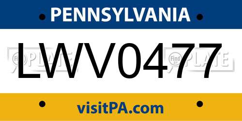 LWV0477 Pennsylvania License Plate