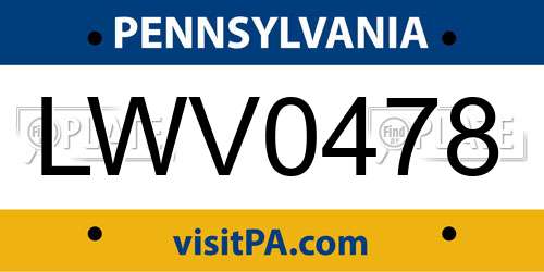 LWV0478 Pennsylvania License Plate
