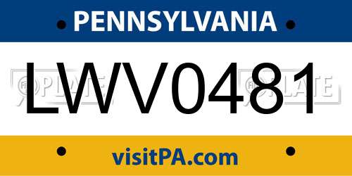 LWV0481 Pennsylvania License Plate