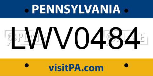LWV0484 Pennsylvania License Plate