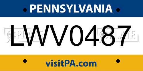 LWV0487 Pennsylvania License Plate