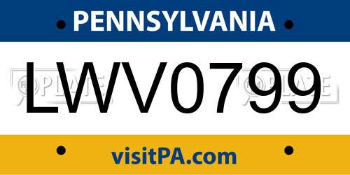 LWV0799 Pennsylvania License Plate