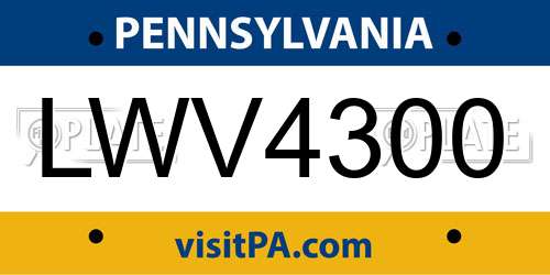 LWV4300 Pennsylvania License Plate