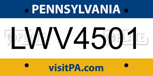 LWV4501 Pennsylvania License Plate
