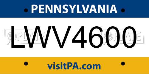 LWV4600 Pennsylvania License Plate