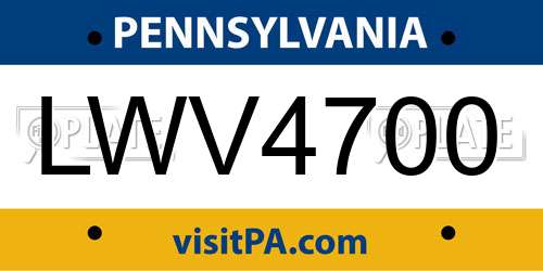 LWV4700 Pennsylvania License Plate