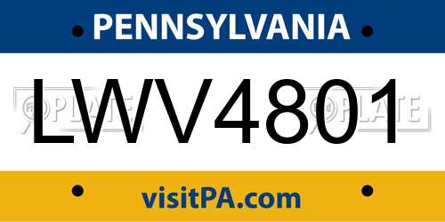 LWV4801 Pennsylvania License Plate