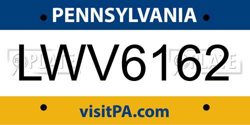 LWV6162 Pennsylvania License Plate