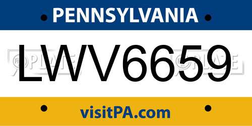 LWV6659 Pennsylvania License Plate