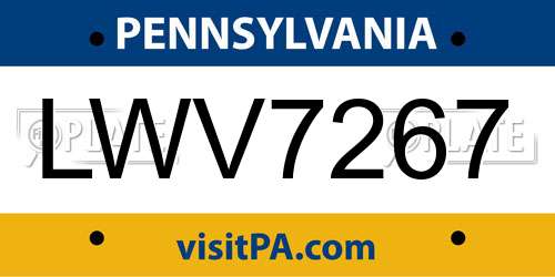 LWV7267 Pennsylvania License Plate