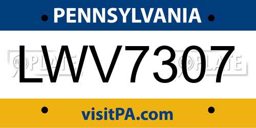 LWV7307 Pennsylvania License Plate