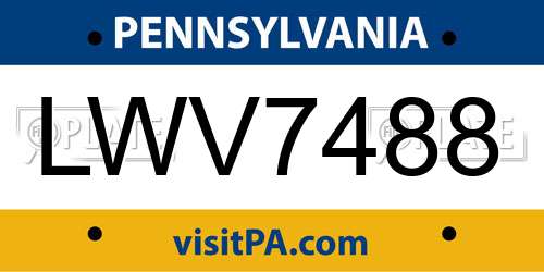 LWV7488 Pennsylvania License Plate