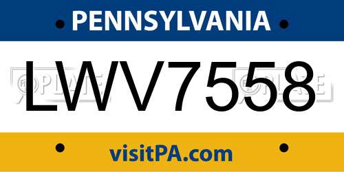 LWV7558 Pennsylvania License Plate