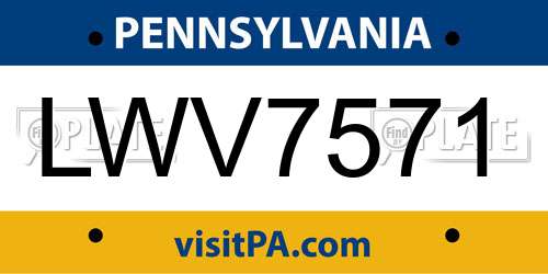 LWV7571 Pennsylvania License Plate