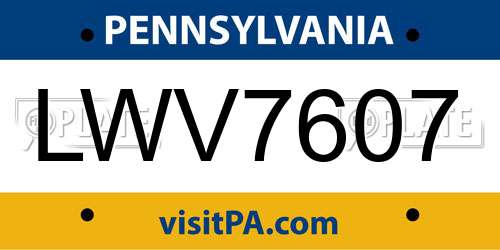 LWV7607 Pennsylvania License Plate