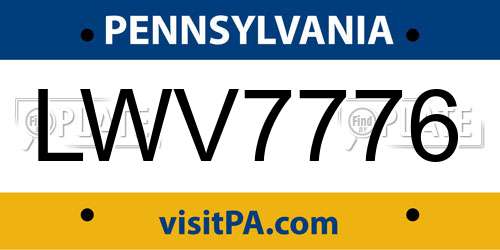 LWV7776 Pennsylvania License Plate