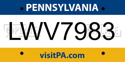 LWV7983 Pennsylvania License Plate