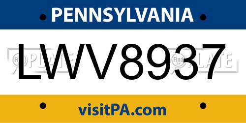 LWV8937 Pennsylvania License Plate