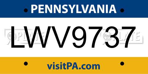 LWV9737 Pennsylvania License Plate