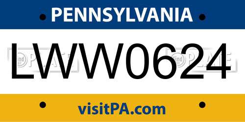 LWW0624 Pennsylvania License Plate