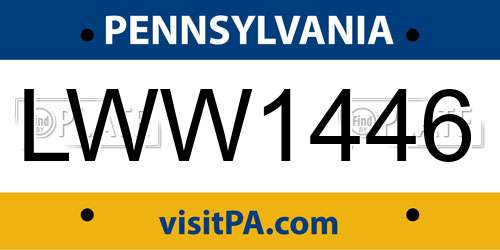 LWW1446 Pennsylvania License Plate
