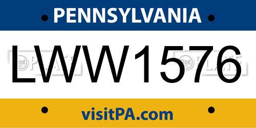 LWW1576 Pennsylvania License Plate