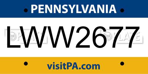LWW2677 Pennsylvania License Plate