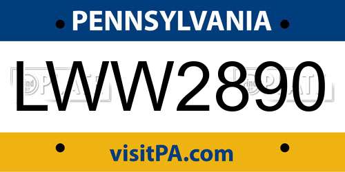 LWW2890 Pennsylvania License Plate