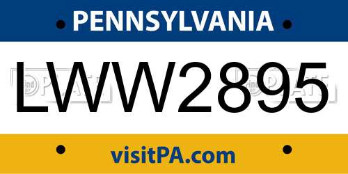 LWW2895 Pennsylvania License Plate