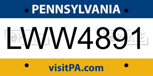 LWW4891 Pennsylvania License Plate