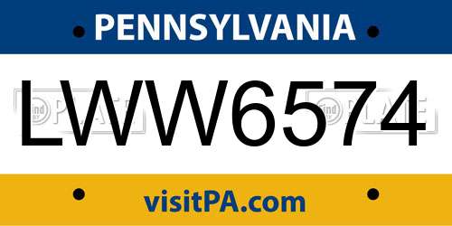 LWW6574 Pennsylvania License Plate