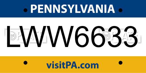 LWW6633 Pennsylvania License Plate