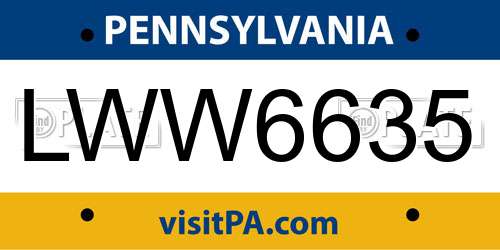 LWW6635 Pennsylvania License Plate