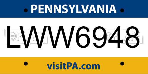 LWW6948 Pennsylvania License Plate