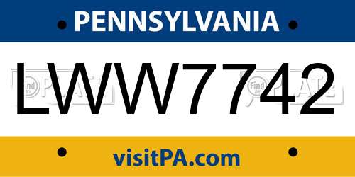 LWW7742 Pennsylvania License Plate